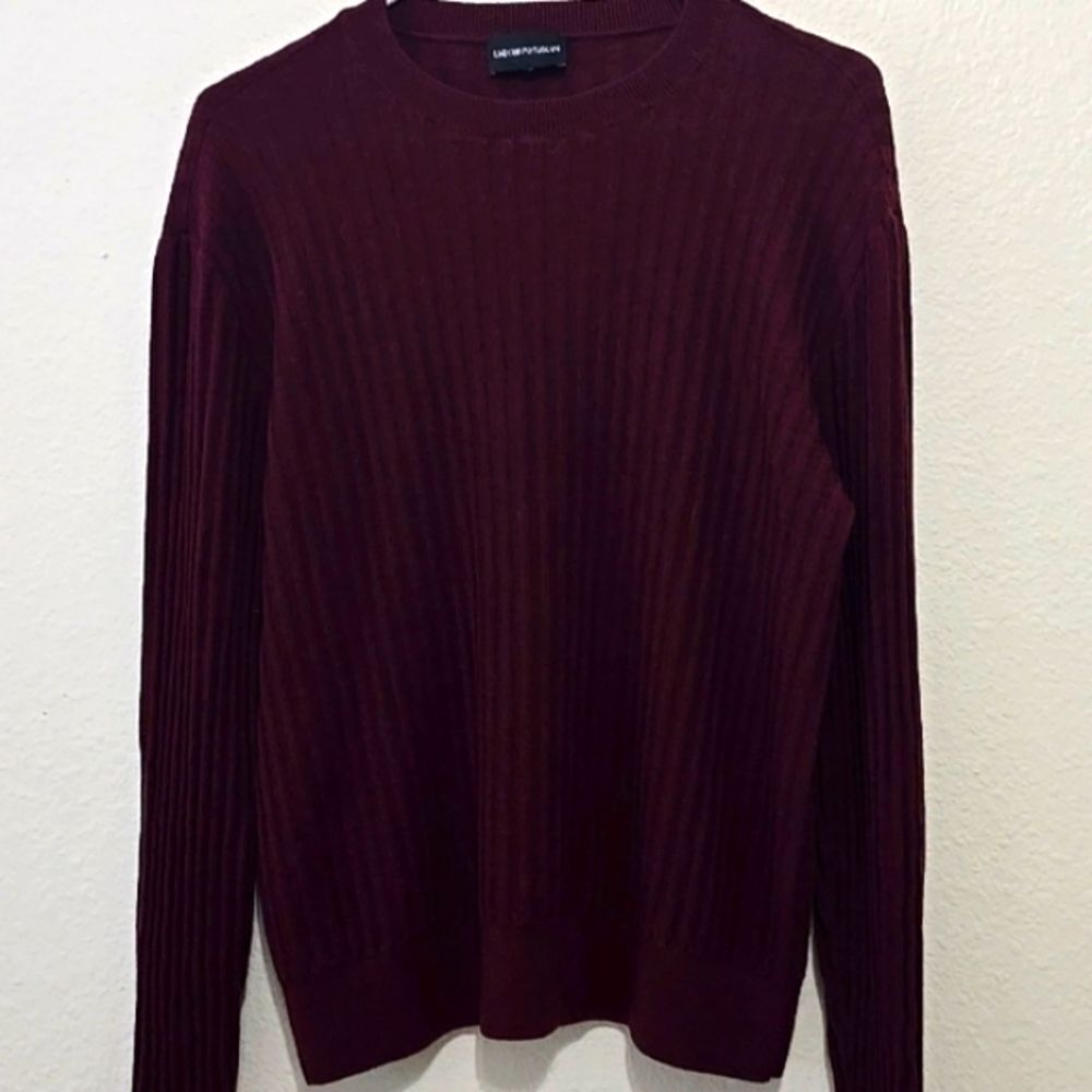 Emporio Armani Ribbed‎ crewneck Sweater Dark red wine size medium (Missing)